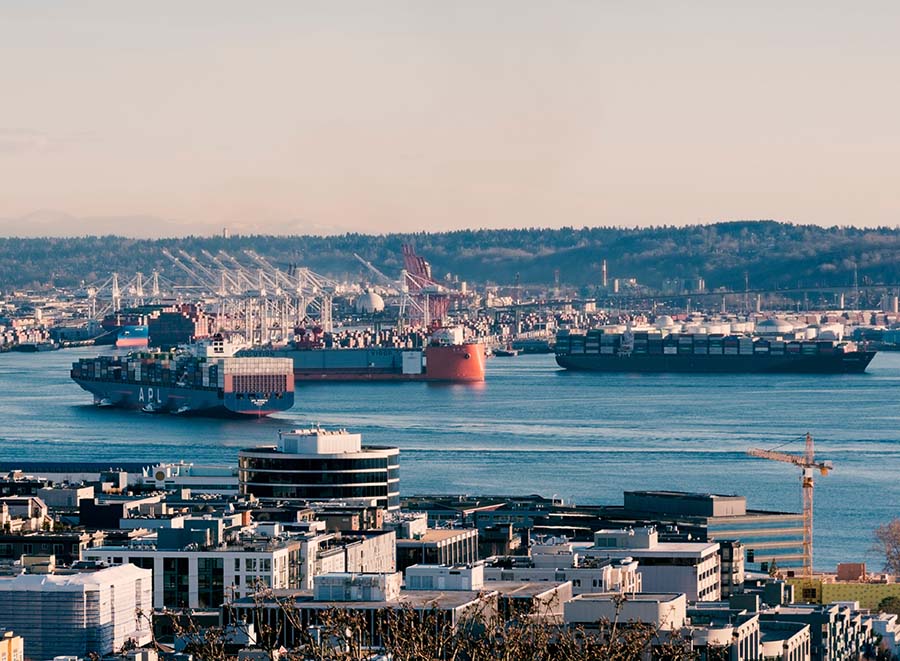 Freight Ships in Seattle Port
